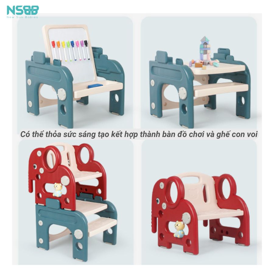 Cầu trượt gấp gọn đa năng 6in1 Pakey voi, cầu trượt cao cấp