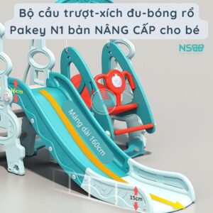 Cầu trượt liên hoàn Pakey N1 kèm bộ bóng đá, bóng rổ