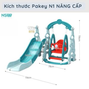 Cầu trượt liên hoàn Pakey N1 kèm bộ bóng đá, bóng rổ
