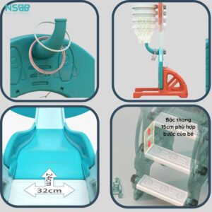 Cầu trượt liên hoàn Pakey N1 kèm bộ bóng đá, bóng rổ