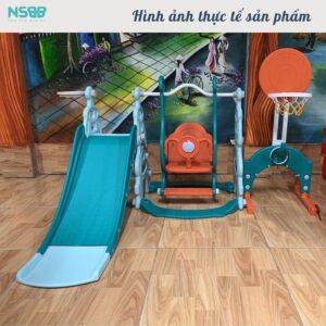 Cầu trượt liên hoàn Pakey N1 kèm bộ bóng đá, bóng rổ