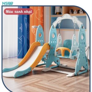 Cầu trượt xích đu cho bé Pakey tên lửa kèm bộ bóng r