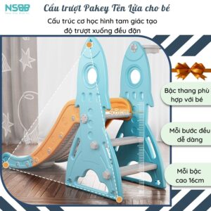 Cầu trượt xích đu cho bé Pakey tên lửa kèm bộ bóng r