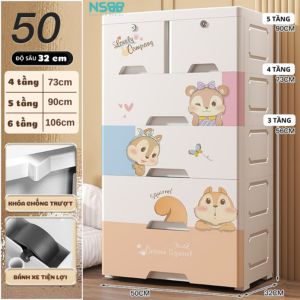 Tủ nhựa cho bé ngăn kéo xinh xắn BG001