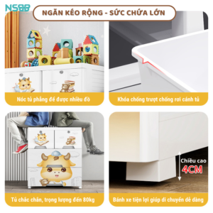 Tủ nhựa cho bé ngăn kéo xinh xắn BG001