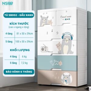 Tủ nhựa cho bé, tủ quần áo cho bé cao cấp, nhập khẩu BG002
