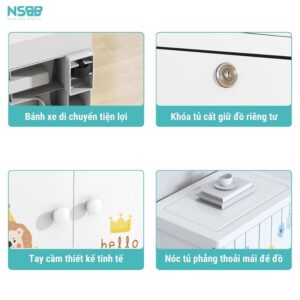 Tủ quần áo cho bé bằng nhựa khung kim loại chắc chắn BG004
