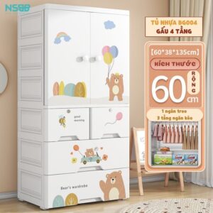 Tủ quần áo cho bé bằng nhựa khung kim loại chắc chắn BG004