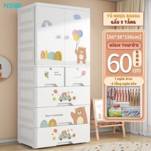 Tủ quần áo cho bé bằng nhựa khung kim loại chắc chắn BG004