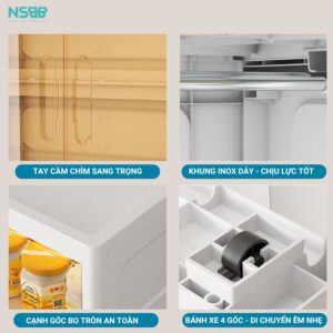 Tủ nhựa cho bé, tủ nhựa cánh trong kết hợp ngăn treo và ngắn kéo