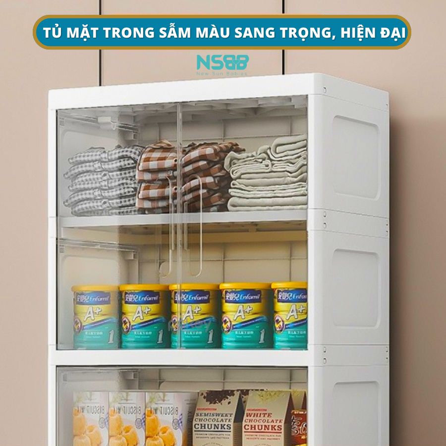 Tủ nhựa cho bé, tủ nhựa cánh trong kết hợp ngăn treo và ngắn kéo