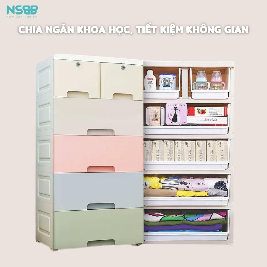 Tủ nhựa ngăn kéo đựng đồ cho bé Pakey SK001