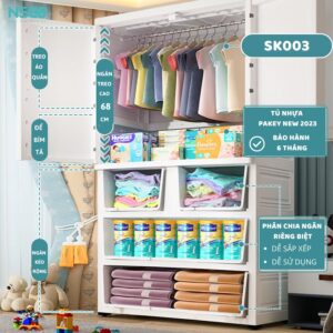 Tủ đựng đồ cho bé mẫu mới, tủ nhựa Pakey SK003