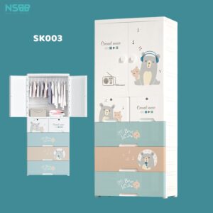 Tủ đựng đồ cho bé mẫu mới, tủ nhựa Pakey SK003