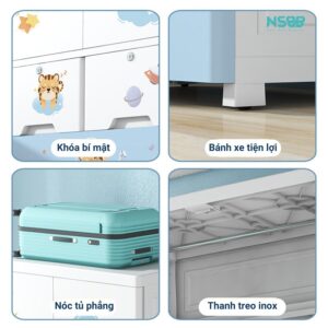 Tủ đựng đồ cho bé mẫu mới, tủ nhựa Pakey SK003