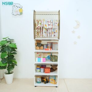 Tủ nhựa cho bé, tủ nhựa cánh trong kết hợp ngăn treo và ngắn kéo