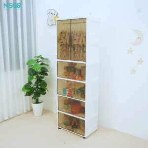 Tủ nhựa cho bé, tủ nhựa cánh trong kết hợp ngăn treo và ngắn kéo