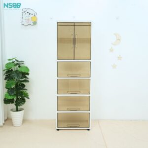 Tủ nhựa cho bé, tủ nhựa cánh trong kết hợp ngăn treo và ngắn kéo