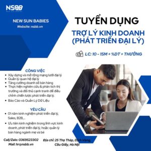 Tuyển dụng trợ lý kinh doanh, phát triển đại lý - NSBB