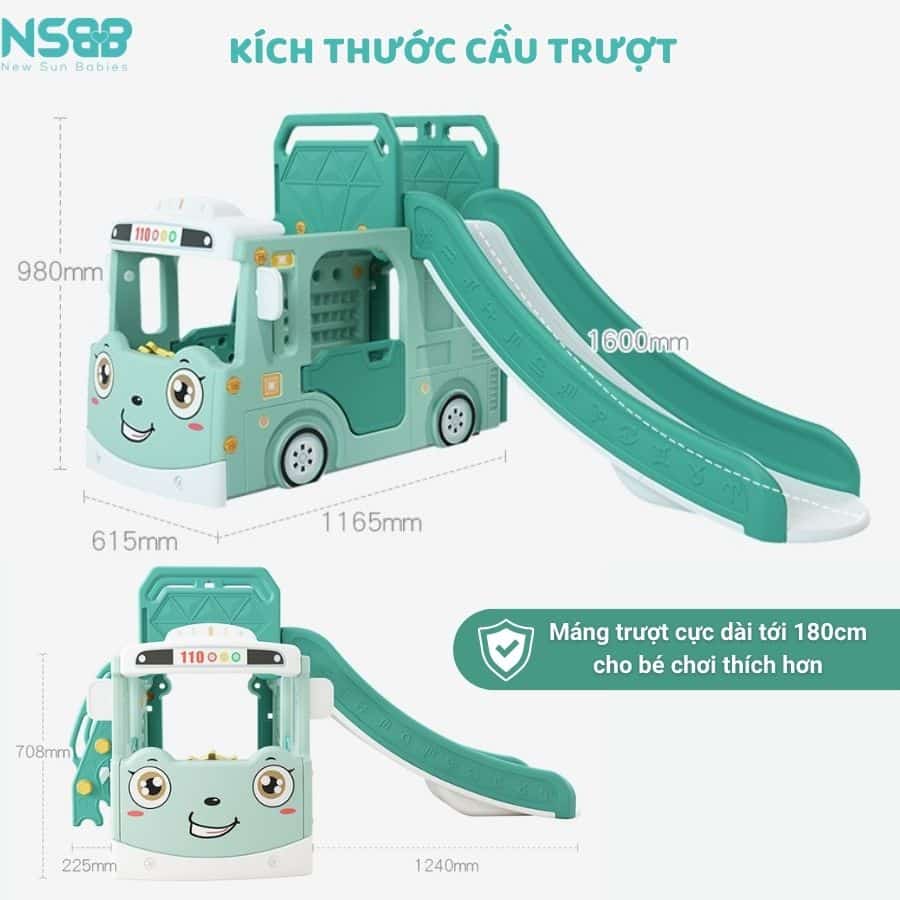 Cầu trượt Pakey xe bus máng dài