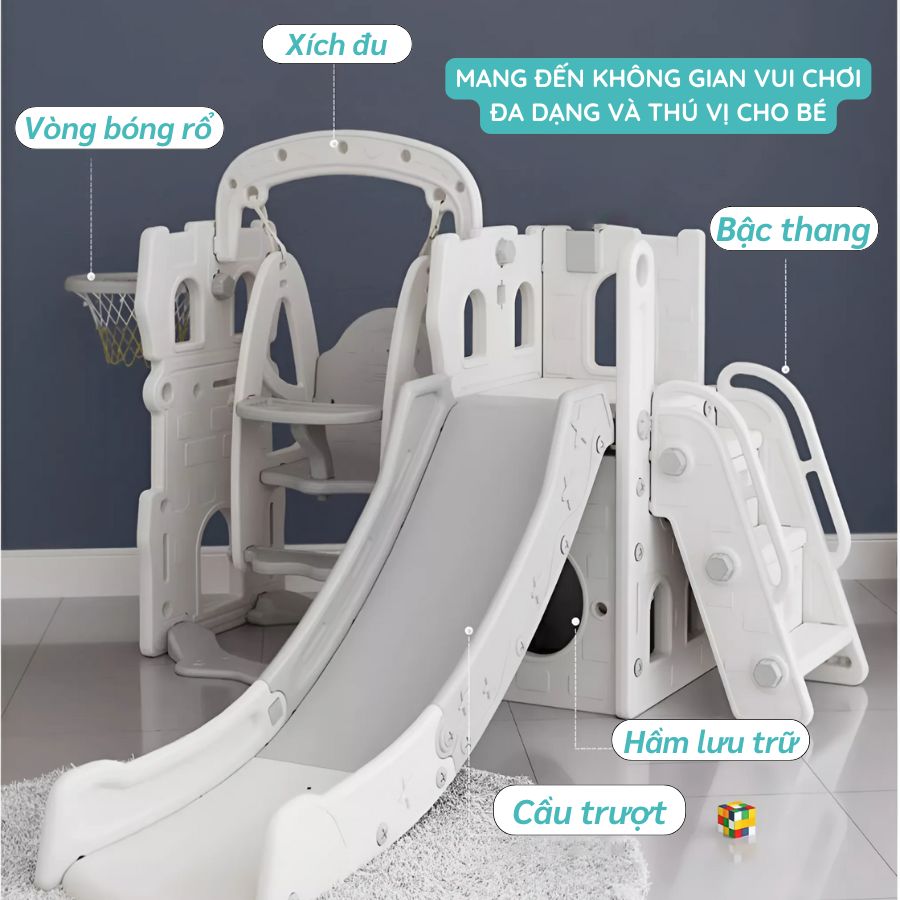 Cầu trượt xích đu lâu đài P-CS07