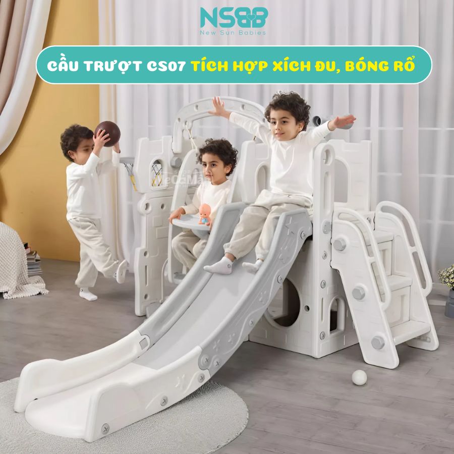 Cầu trượt xích đu lâu đài P-CS07