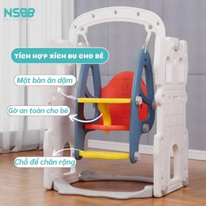 Cầu trượt xích đu lâu đài P-CS07