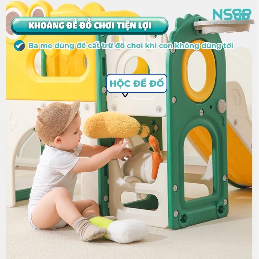 Cầu trượt xích đu liên hoàn Pakey Khủng long LH01