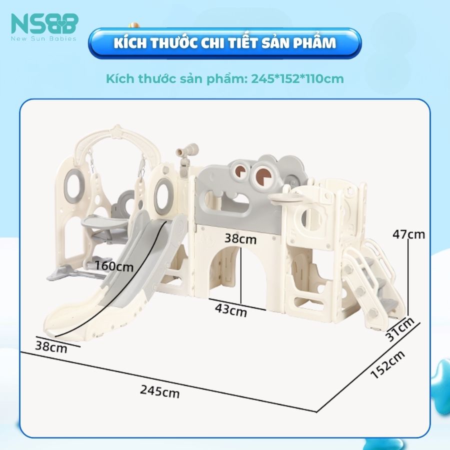 Cầu trượt xích đu liên hoàn Pakey Khủng long LH01