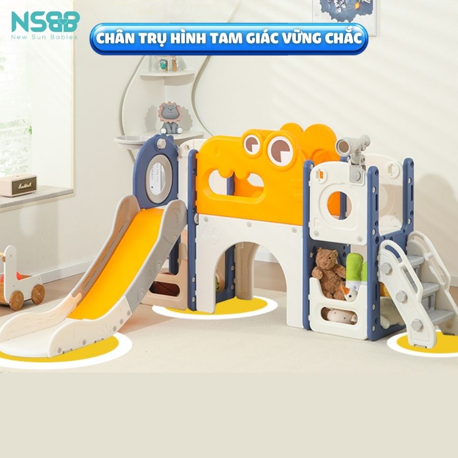 Cầu trượt xích đu liên hoàn Pakey Khủng long LH01