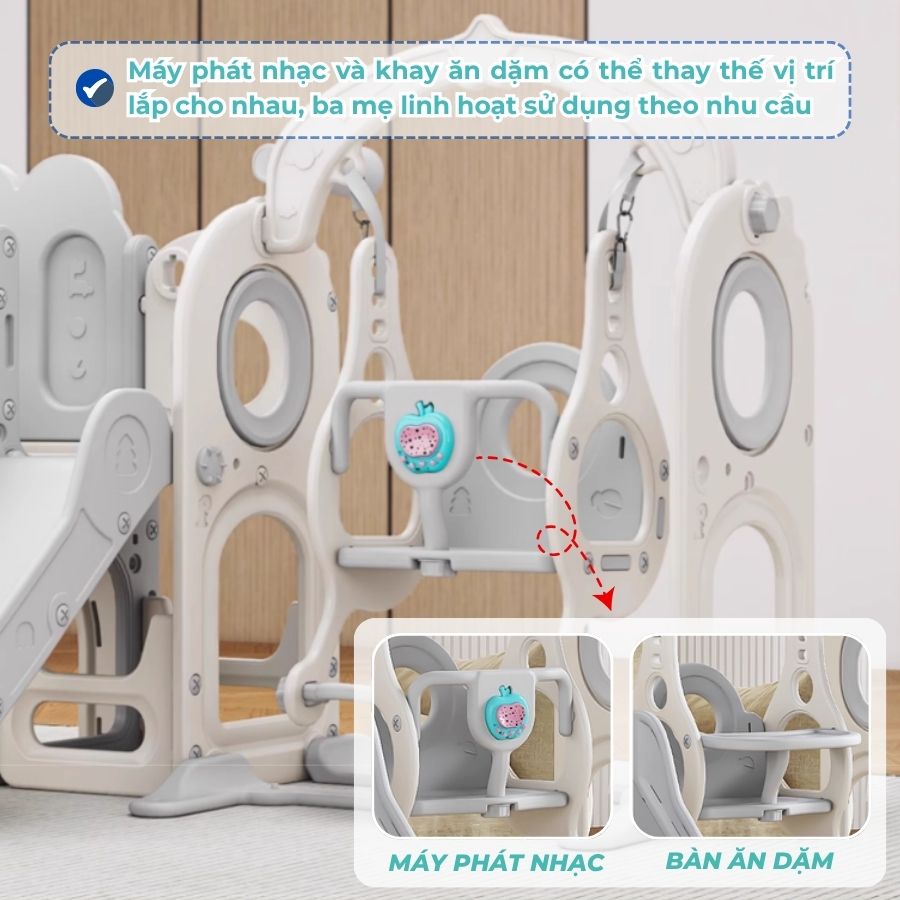 Cầu trượt xích đu liên hoàn Pakey Khủng long LH01