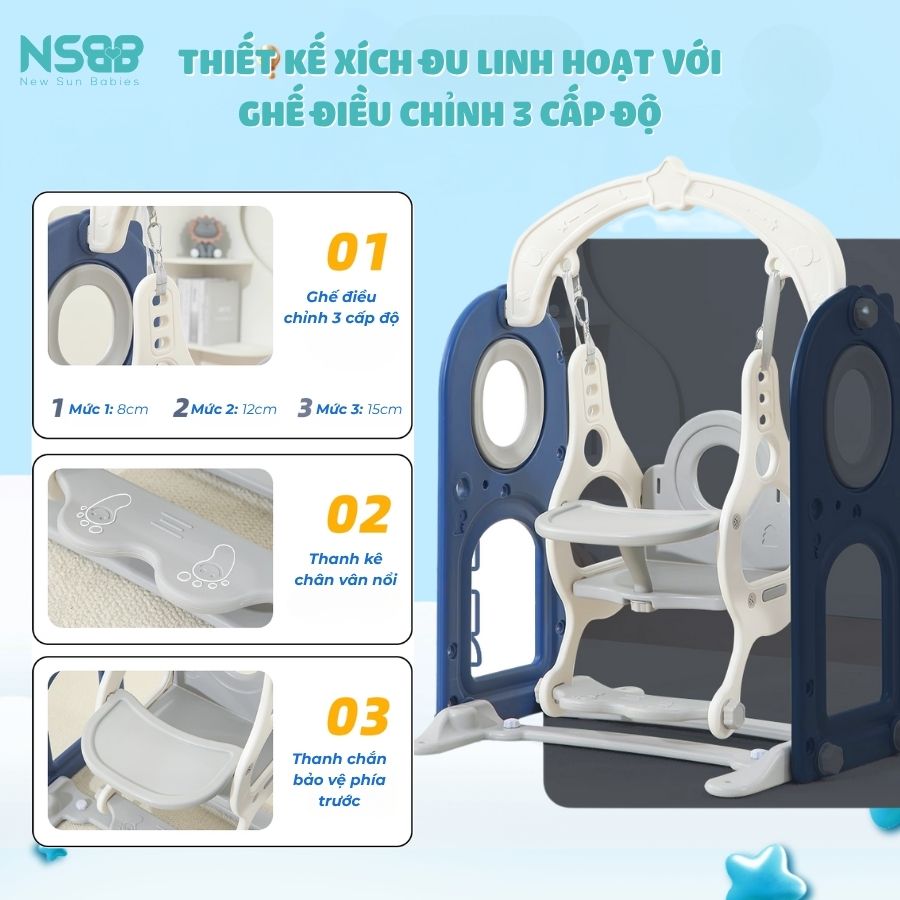 Cầu trượt xích đu liên hoàn Pakey Khủng long LH01