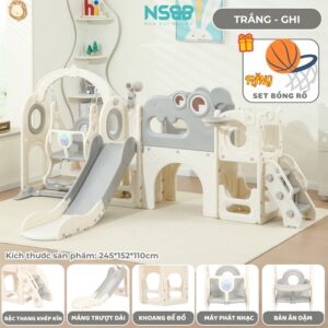 Cầu trượt xích đu liên hoàn Pakey Khủng long LH01