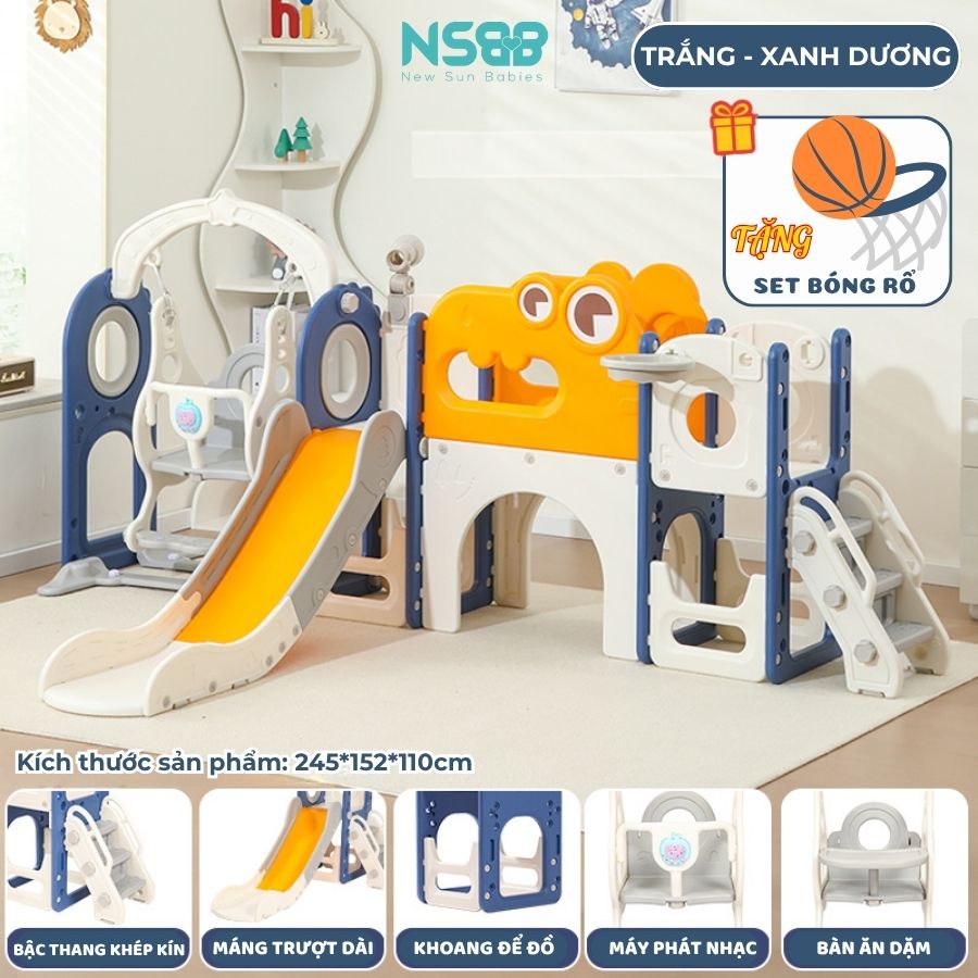 Cầu trượt xích đu liên hoàn Pakey Khủng long LH01