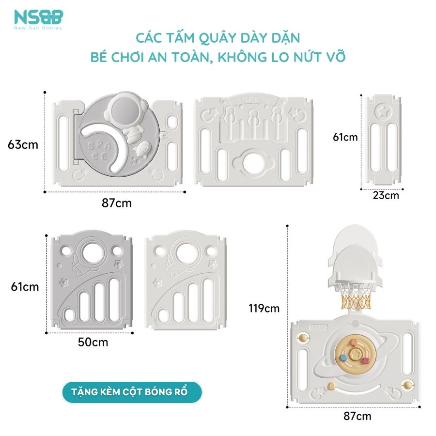 Quây cũi nhựa Pakey Phi hành gia