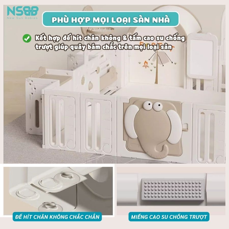 Quây cũi nhựa cho bé Pakey Voi PV01