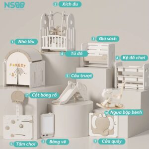 Quây cũi Liên Hoàn Pakey voi 9 tiện ích