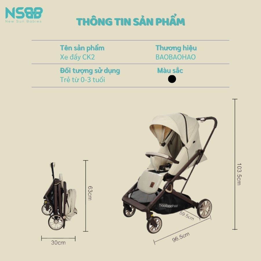 Xe đẩy gấp gọn Baobaohao CK2 cao cấp