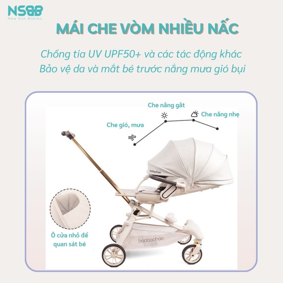 Xe đẩy gấp gọn 2 chiều Baobaohao V16