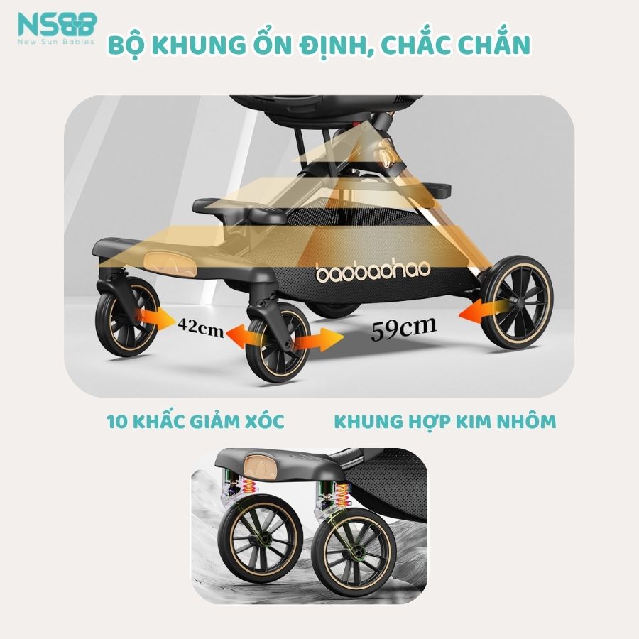 Xe đẩy gấp gọn 2 chiều Baobaohao V16