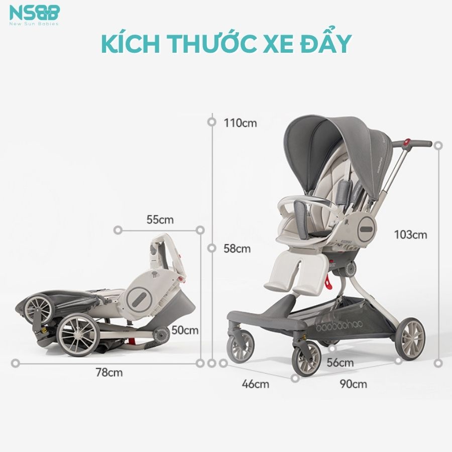 Xe đẩy 2 chiều gấp gọn Baobaohao V9-C