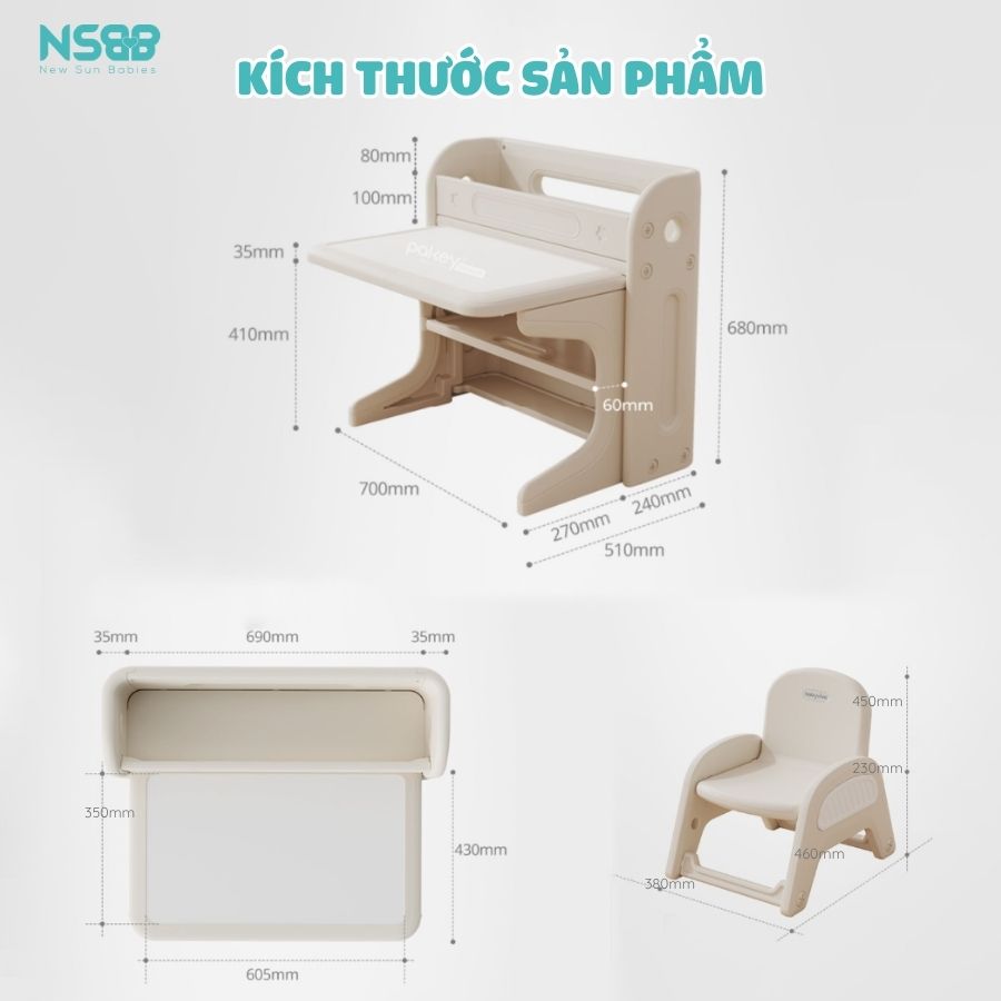 Bộ bàn học đa năng cho bé Pakey E032