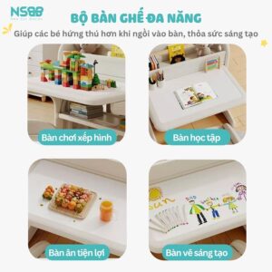 Bộ bàn học đa năng cho bé Pakey E032