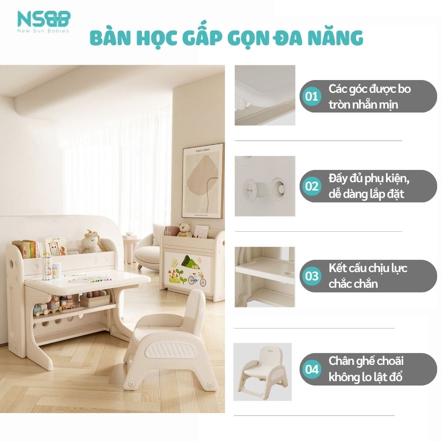 Bộ bàn học đa năng cho bé Pakey E032 