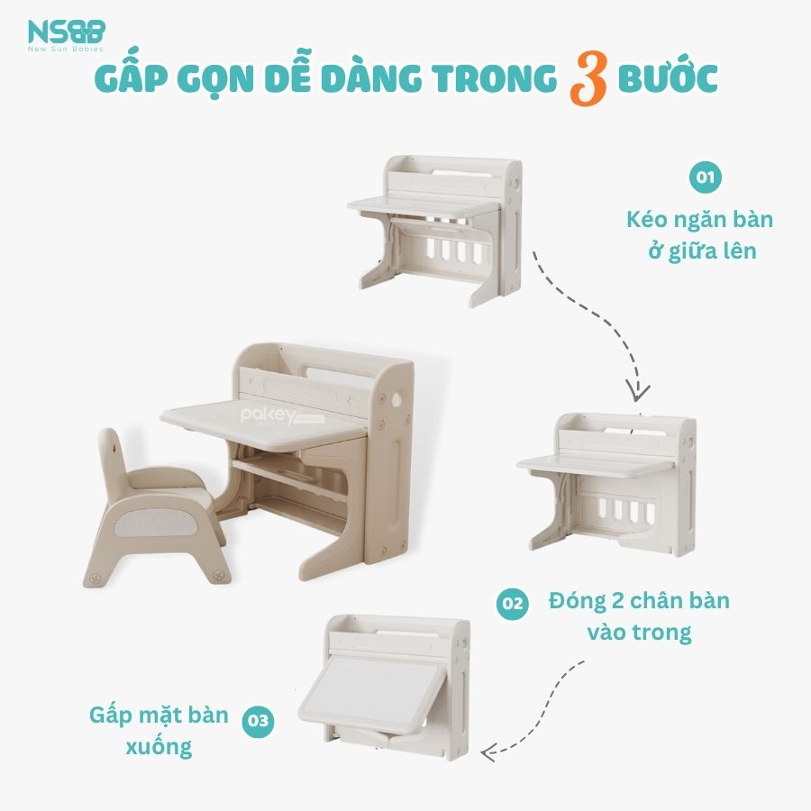 Bộ bàn học đa năng cho bé Pakey E032