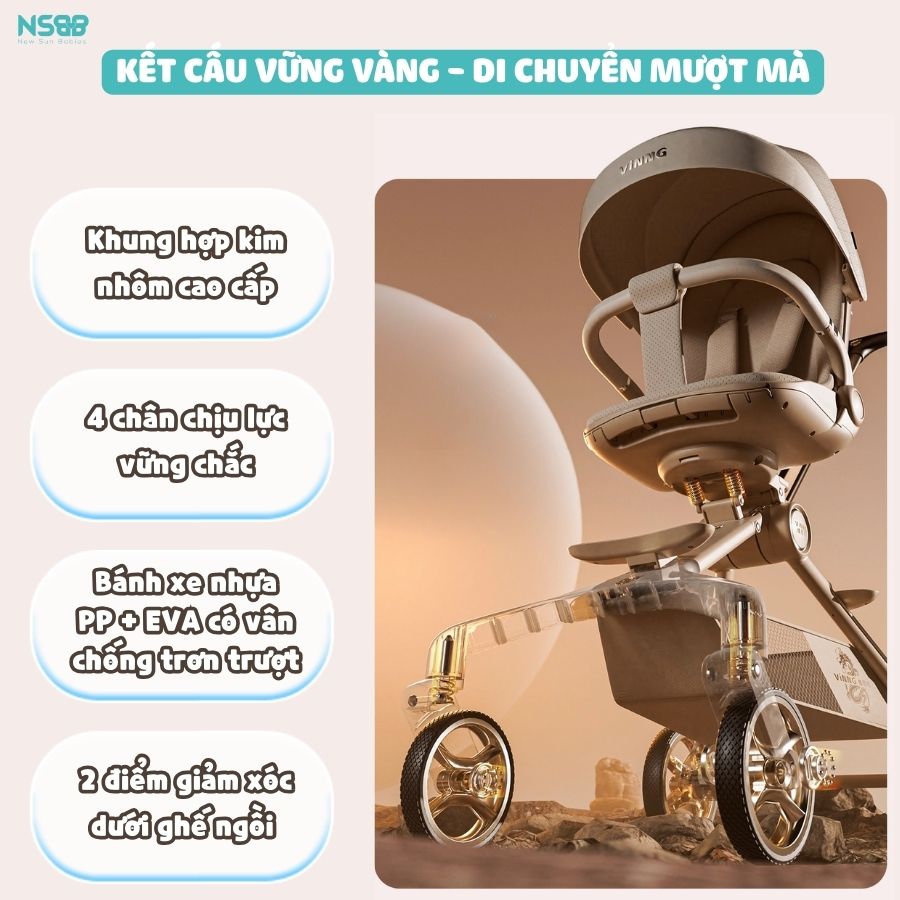 Xe đẩy gấp gọn 2 chiều Vinng Q11 cao cấp