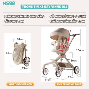 Xe đẩy gấp gọn 2 chiều Vinng Q11 cao cấp