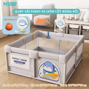 Quây bóng vải Pakey K3, K4 kèm cột bóng rổ